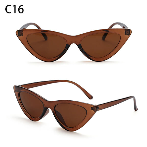 Mode Vintage Cat Eye Solglasögon för kvinnor Liten ram Retro Solglasögon Trendiga Streetwear Tillbehör UV400 Skyddsglasögon C 16