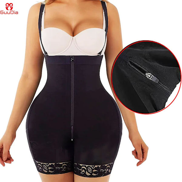GUUDIA Shapewear Öppen byst Bodysuits Dragkedja Krokar Stängning Dam Lätt Badrum Kroppsformare 3D Rumplyft Colombianas Fajas XS