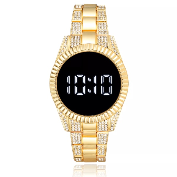 Trendiga produkter 2021 Nytt mode band i rostfritt stål Kvinnor Led Digitala klockor Rhinestone Watch för kvinnor Relogio Clock Silver