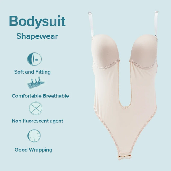 Sexig Full Bodyshaper BH Kvinnor Deep V BH Thong Shapewear Push Up Waist trainer Bröllopsfest Klar Bantning Bodysuit Black M