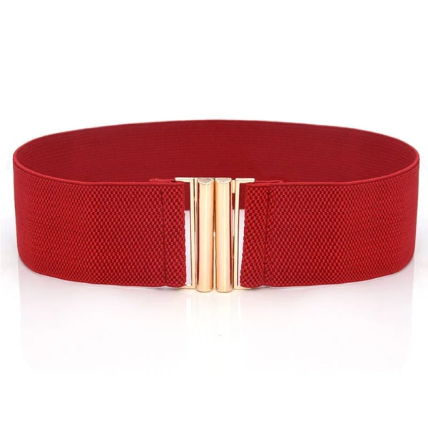 Brett resårbälte Enfärgad korsettbälte Metallspänne Dammode Cummerband Stretch Cinch midjeband Dam midjebälte style 2-red One Size
