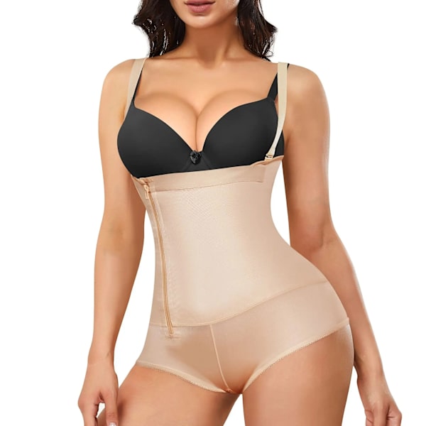 Nadainaa body shaper latex shapewear kvinnor rumplyftare magkontroll shaper bantning underkläder gördelförstärkare magformning Beige M