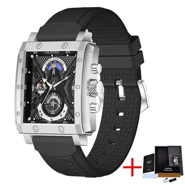 Casual Herrklockor Toppmärke Lyx Silikonband Watch Herr Vattentät Quartz Watch Luminious Relogio Masculino silver black