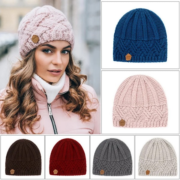 Nya Vintermössor Dammode Stickad Beanie Virkad Skullies Hatt Höst Utomhus Varma Beanies Mössor Vilda Tillbehör  N pink