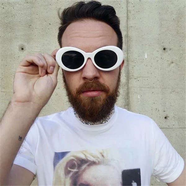 Nya Goggle Kurt Cobain Glasögon Oval Dam Solglasögon Dam Glasögon Trendiga Vintage Retro Solglasögon UV400 Gafas De Sol Pink MULTI