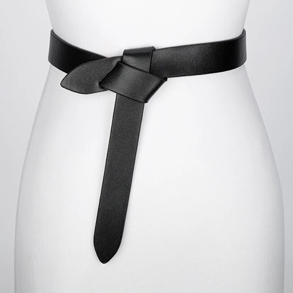 Ny design ko äkta läder jeans knutna bälten för klänning Tunn dam bälte VARMT Inget spänne Joker Lady Knot Strap Mjuk kappa Party Camel 110cm