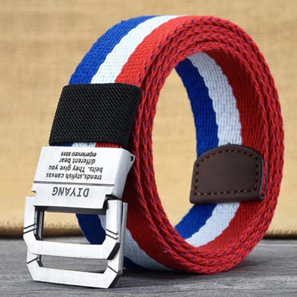 Vår och höst Ungdom Dubbelring Spänne Färgmatchning Justerbar längd Jeans Canvas Dam- och Herrbälte Type 10 100cm