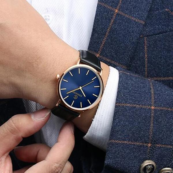 2022 Minimalistisk watch Ultratunna herrklockor för män Mode Enkel watch Läderklocka Reloj Hombre Relogio black 3
