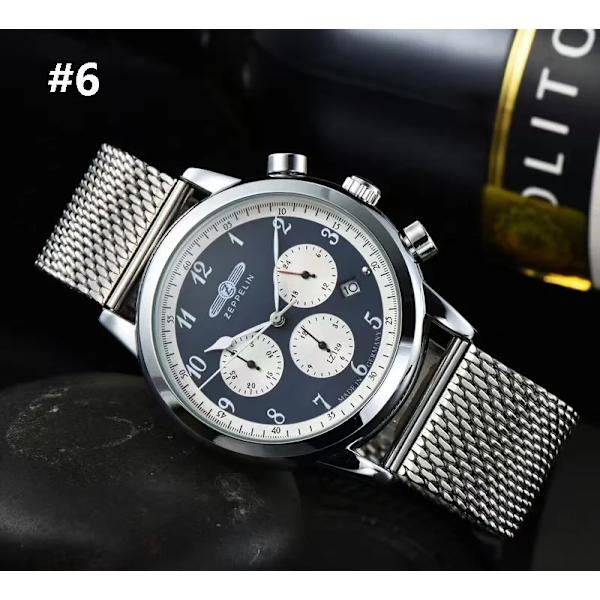 Zeppelin Herrklockor Toppmärke Lyx Vattentät Watch Datumklocka Man Stålband Casual Quartz Watch Herr Sport handled 7086M-6