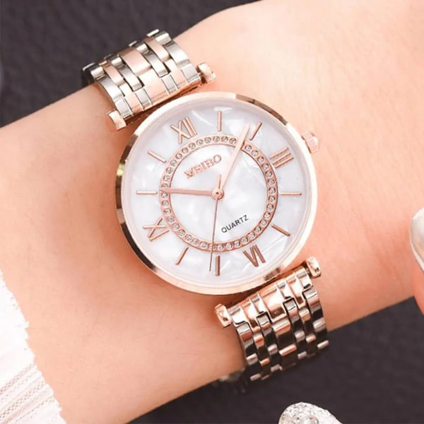 Toppmärke Lyx 2022 Damklockor Mode Diamond Damarmbandsur Rostfritt stål Rose Gold Mesh Armband Watch XR4142-SL