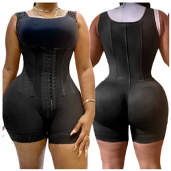 Högkompression Body Shapewear Kvinnor Fajas Colombianas Korrigerande gördel Mage Kontrollstolpe Fettsugning BBL slimmande midjebälte Black M