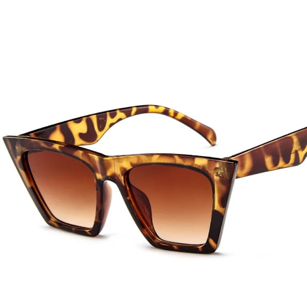 HKNA Mode Cat Eye Solglasögon Dam Gradient Vintage Glasögon Dam/Män Retro Cat Eye Solglasögon Gafas De Sol Mujer UV400 LeopardTea Free Cloth