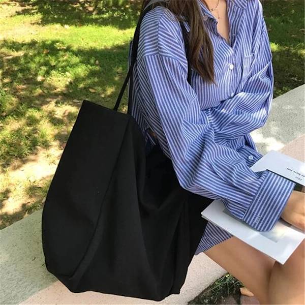 Axelväska i canvas Stor kapacitet Livsmedelsväskor Enkel enfärgad Designerhandväska Återanvändbar Shopper Eco Shoppingväskor Auburn