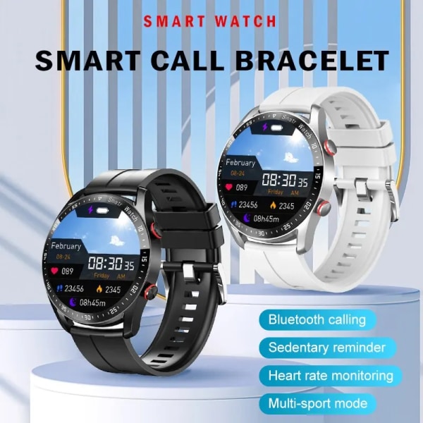 Smart Watch Bluetooth Call Ecg Ppg Full Touch Screen Väder Samtalsinformation Påminnelse Multi Voice Sports Mode Smart Armband belt black