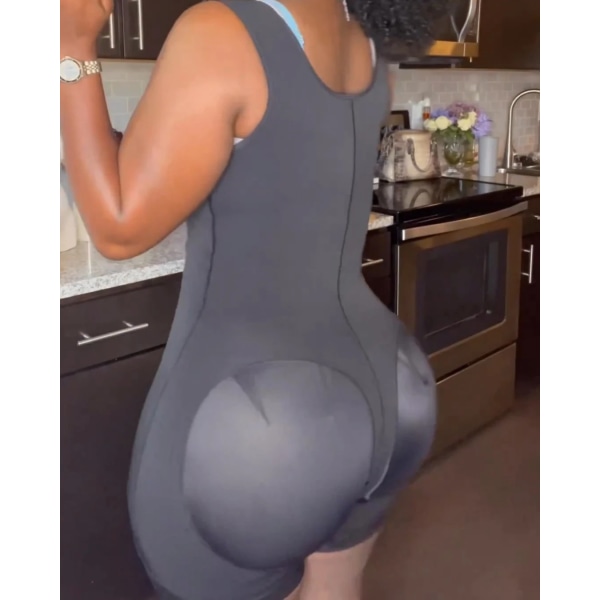 Fajas Colombianas Kroppsformare för kvinnor Bröststöd Sida Långärmad Magkontroll Lång Body Shapewear Waist trainer Black M