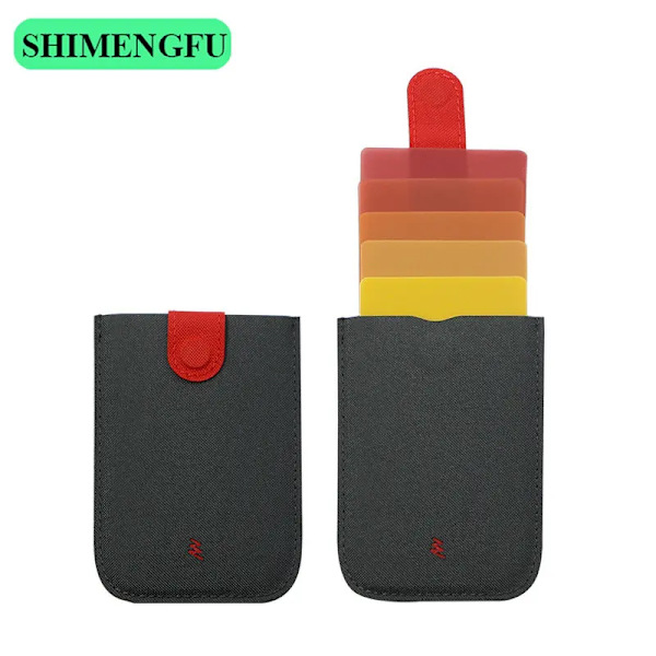 DAX V3 Äkta läder Smal bärbar korthållare ID Kreditskydd Gradient Kvinnor Män Plånbok Case Pengar Väska V1 Black red