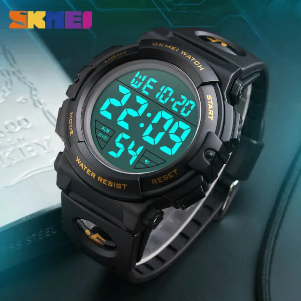 SKMEI nya sportklockor män utomhus mode digital watch multifunktion 50M vattentät armbandsur Man Relogio Masculino 1258 gold