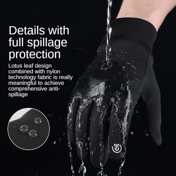 Vinterhandskar Män Kvinnor Helfinger Cykling Motorcykelhandskar Man Vattentät beröring Utomhus Sport Varm thermal fleece skidhandskar Black XL