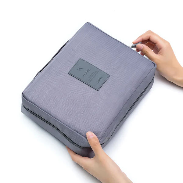 SOBU Vattentät Bärbar Dragkedja Kosmetikväska dot beauty Case Make Up Tas Plånbok Organizer Förvaring Resetvättpåse K1049 Gray