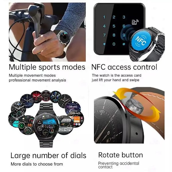 Ny watch GT3 Pro Smart Watch Herr NFC Vattentät Sport Fitness Tracker Bluetooth Call Smartwatch Man för HUAWEI Android IOS silver belt