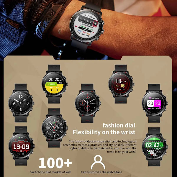 SENBONO Män Smart Watch Rund Bluetooth Svara samtal Klockor Anpassade urtavlor Sport Smartwatch Män Dam för Android IOS Red