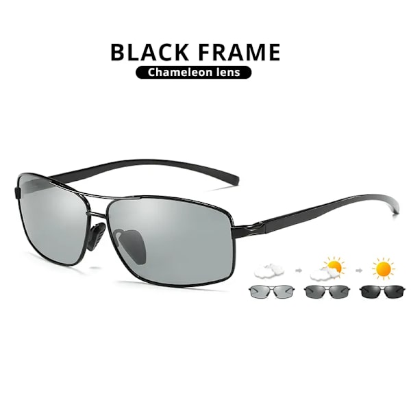 LIOUMO Top Photochromic Solglasögon Män Kvinnor Polariserade kameleontglasögon Körglasögon Antireflex solglasögon zonnebril heren Black frame LIOUMO