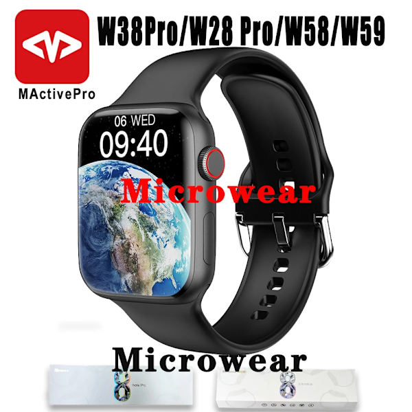 Smart Watch Series 8 W58 W59 W38 W28 Pro Smartwatch Dam Herr NFC Vattentät BT Call Heartrate Monitor IWO För Apple Android White W38Pro