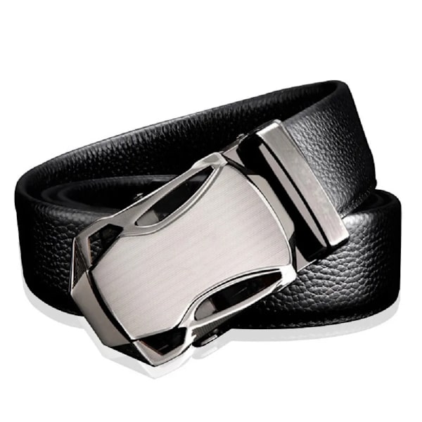 Herr Business Style Bälte Svart Pu Läderrem Man Midjeband Automatiskt spänne Bälten för män Toppkvalitets gördelbälten för Jean Black