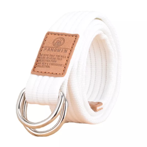Canvasbälte för män och kvinnor i 20 färger Casual Business Jeans Dubbla Ring Spänne Bälten Utomhusvävd Cinturon Light Grey 100cm