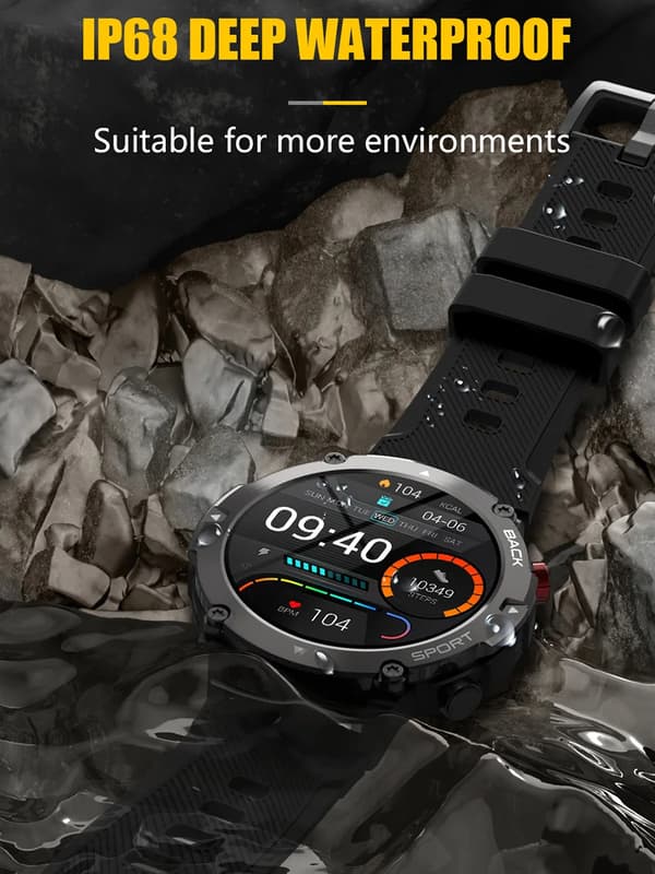 LEMFO LF26 Max Smartwatch för män Bluetooth-samtal Smartklocka IP68 Vattentät 360 HD-skärm Standby för Android IOS Silver silver