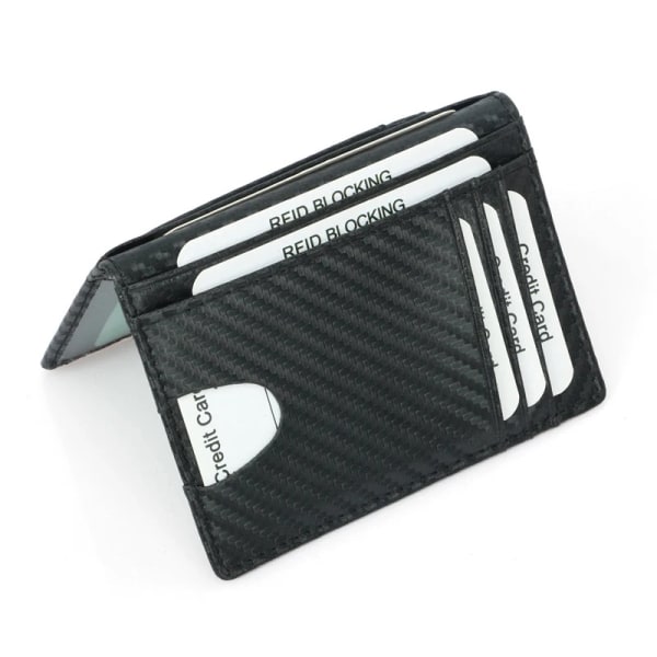 YUECIMIE Svart kolfiber tunn kreditkortshållare Tunna RFID-plånböcker Pu-läder cover Hållare för män Kortplånbok Black