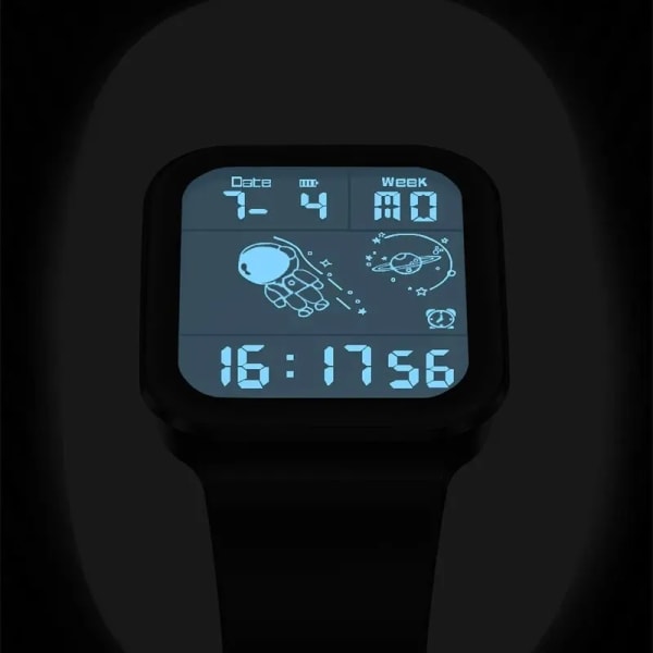 Watch Astronaut Elektronisk LED Digital watch för män Alarm Sport Silikon Vattentät multifunktionell klocka blue