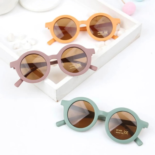 2023 New Fashion Barnsolglasögon Spädbarns Retro Solid Color Ultraviolettsäkra runda bekvämlighetsglasögon Glasögon för barn Style B-Pink