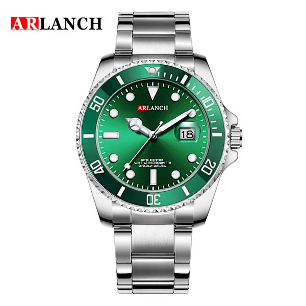 Klassisk watch Quartz Green Ghost Diver Series Rostfritt stål Vattentät kalenderklocka Business Luxury Watch Reloj Hombre 305LV