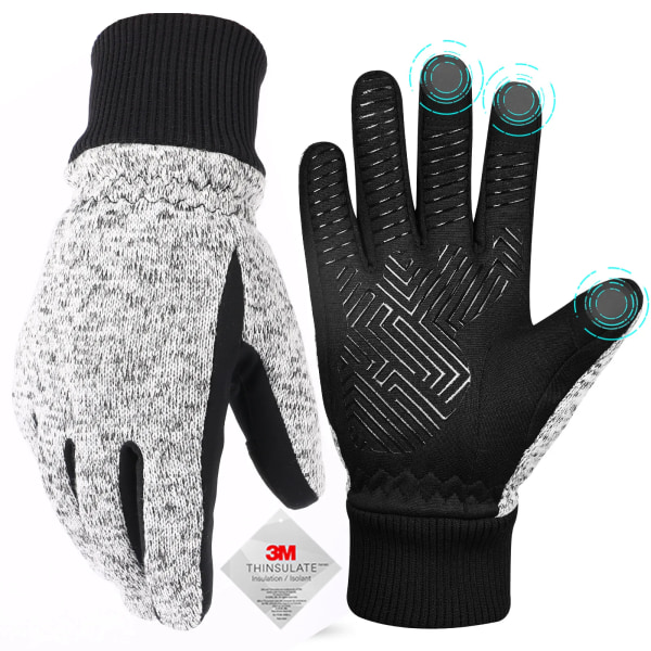 Vinterhandskar -10℃ 3M Thinsulate Thermal Kallt väder Varma handskar Löparhandskar Pekskärmscykelhandskar för män kvinnor Deep-black S
