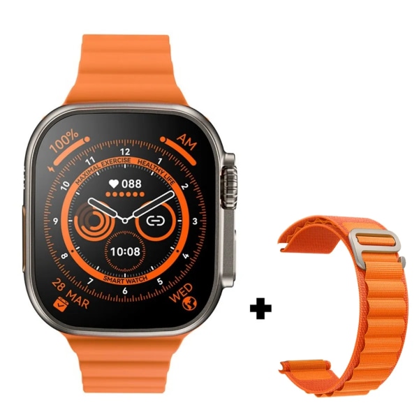 49mm Smartwatch för Apple Smart Watch ultra series 8 Herr Damklockor NFC GPS Spårtermometer BluetoothCall Vattentät Sport orange and cheNL