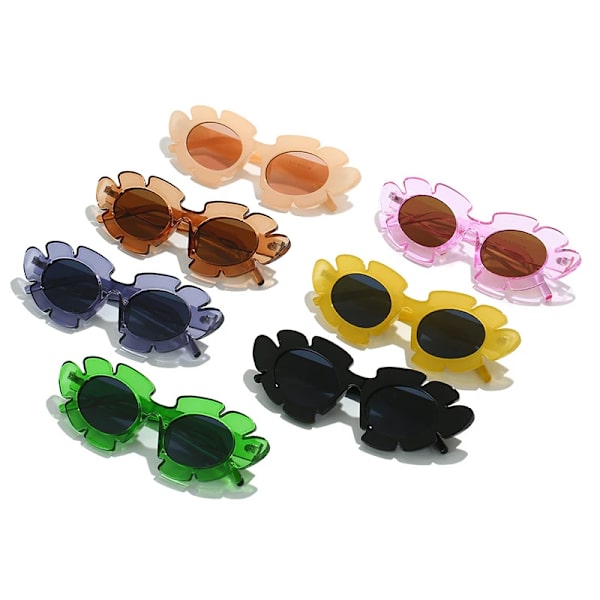 SO&EI Mode Cat Eye Candy Färger Solglasögon Dam Retro Märke Designer Blomform Glasögon Män Trendiga Solglasögon UV400 Green grey As the picture