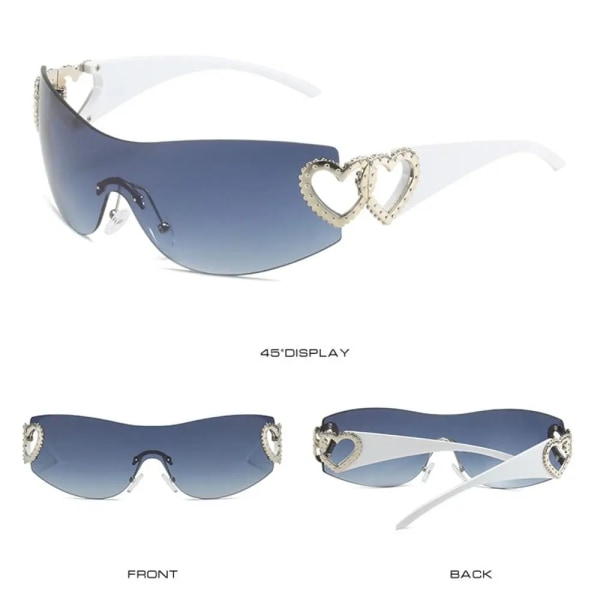 Lyxiga Punk Sport Solglasögon Dam Märkesdesigner Y2K One Piece Solglasögon Män Goggle Shades UV400 Love Heart Mode Glasögon A-C5