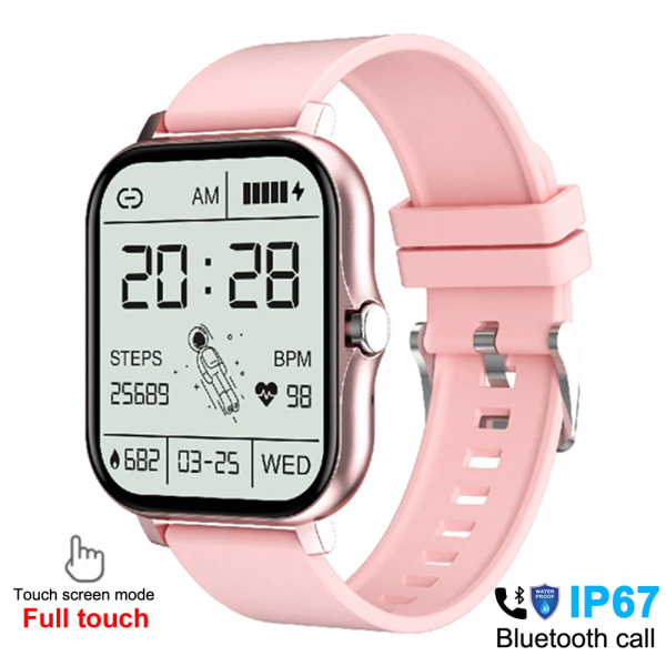 Smart Watch Herr Dam Fitness Bluetooth Call Connected Klockor Vattentät Man Smartwatch För Android IOS Reloje Inteligente Pink