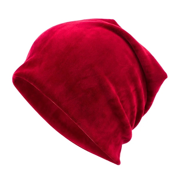 Geebro Damernas Velour Beanie Hatt Vinter Polyester Mjuk Varm Slouchy Beanie För Kvinnor Dam Velvet Balavaca Skullies Hattar Js277M Dark Red