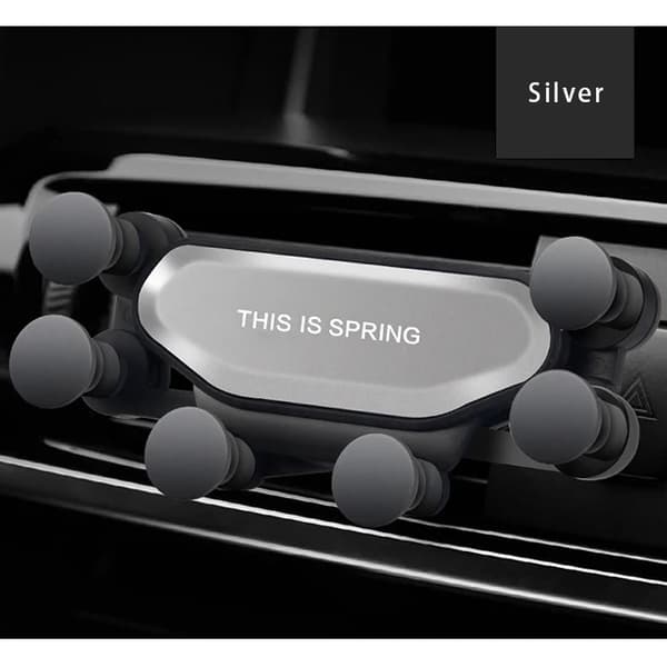 Biltelefonholder Universal Gravity Luftventil Mount Clip Support Smartphone til kompatibel med iPhone 11 Max Pro XS MAX Suporte Celular Carro Silver