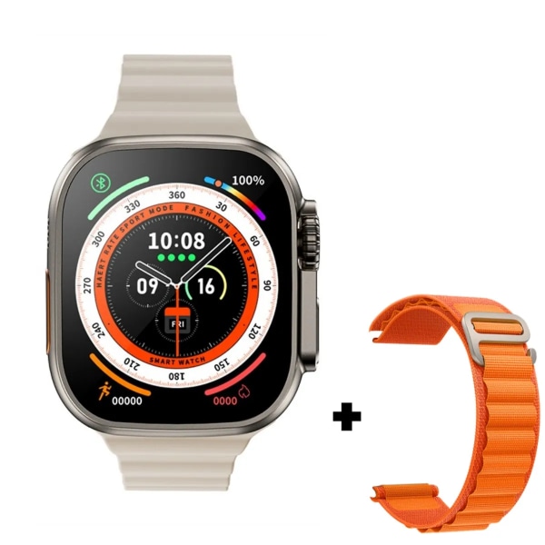 49mm Smartwatch för Apple Smart Watch ultra series 8 Herr Damklockor NFC GPS Spårtermometer BluetoothCall Vattentät Sport white and cheNL