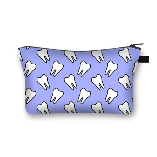 Tecknad Tänder och Tand Fe print Case Kvinnor Makeup Organizer Tandhygienist Flickor Förvaringsväskor Dam Sminkväska shzbyachi2