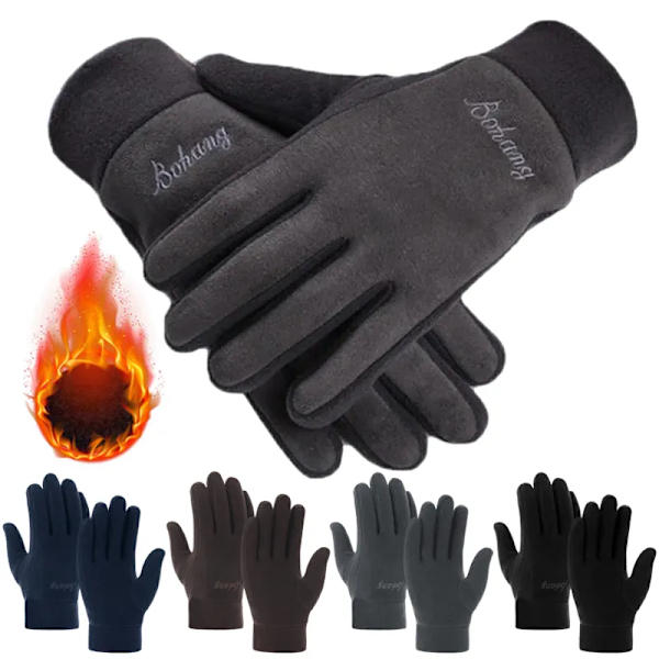 Vinterfleece Herr Dam Skidhandskar Vindtät thermal pekskärm Utomhus Sport Halkfri Cykling Snowboard Varma snöskoterhandskar Thick - Navy