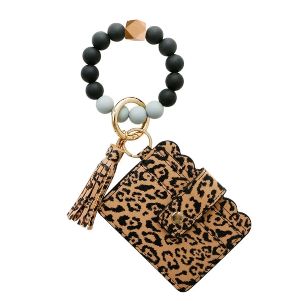 PURDORED 1 st 13 färger mode kvinnor armband korthållare leopard kvinnlig case armband nyckelring för män leopard x beads