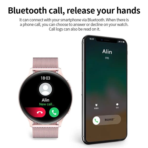 LIGE Bluetooth Samtal Smart Klocka Kvinnor Män 1.32  \" Silica gel 04 Bluetooth call watch
