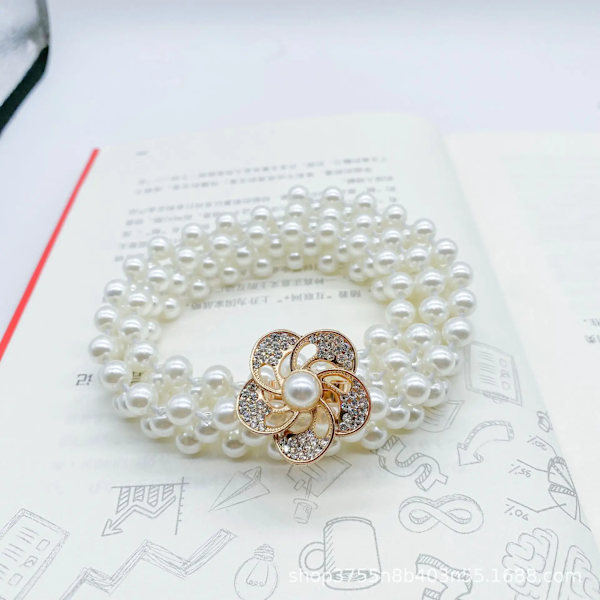 Trendig pärla midjekedja Dammode Rhinestone Elastisk klänning Midjeband Dam Designer tunna midjebälten Kläder Accessoarer Type 20 115cm