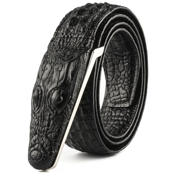 Plyesxale Brand Herrbälten Lyxigt Läder Designerbälte Herr Hög kvalitet Ceinture Homme Crocodile Cinturones Hombre 2022 B2 Black 115CM