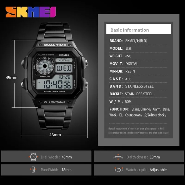 SKMEI Reloj Deportivo Digitala Herrklockor Herr Vattentät Watch Sport Armbandsur i rostfritt stål Relojes Deportivos Zegarek rosegold wth box