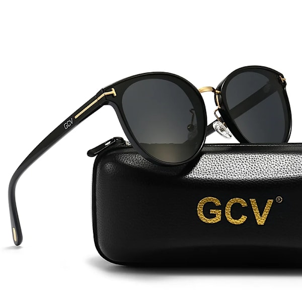 GCV Polarized Lady Solglasögon Cat Eye Mode Solglasögon Lyx Kvinna Kvinnligt Märke Ultralätt Båge Turism Fest Leisu HAWKSBILL BLACK Polarized